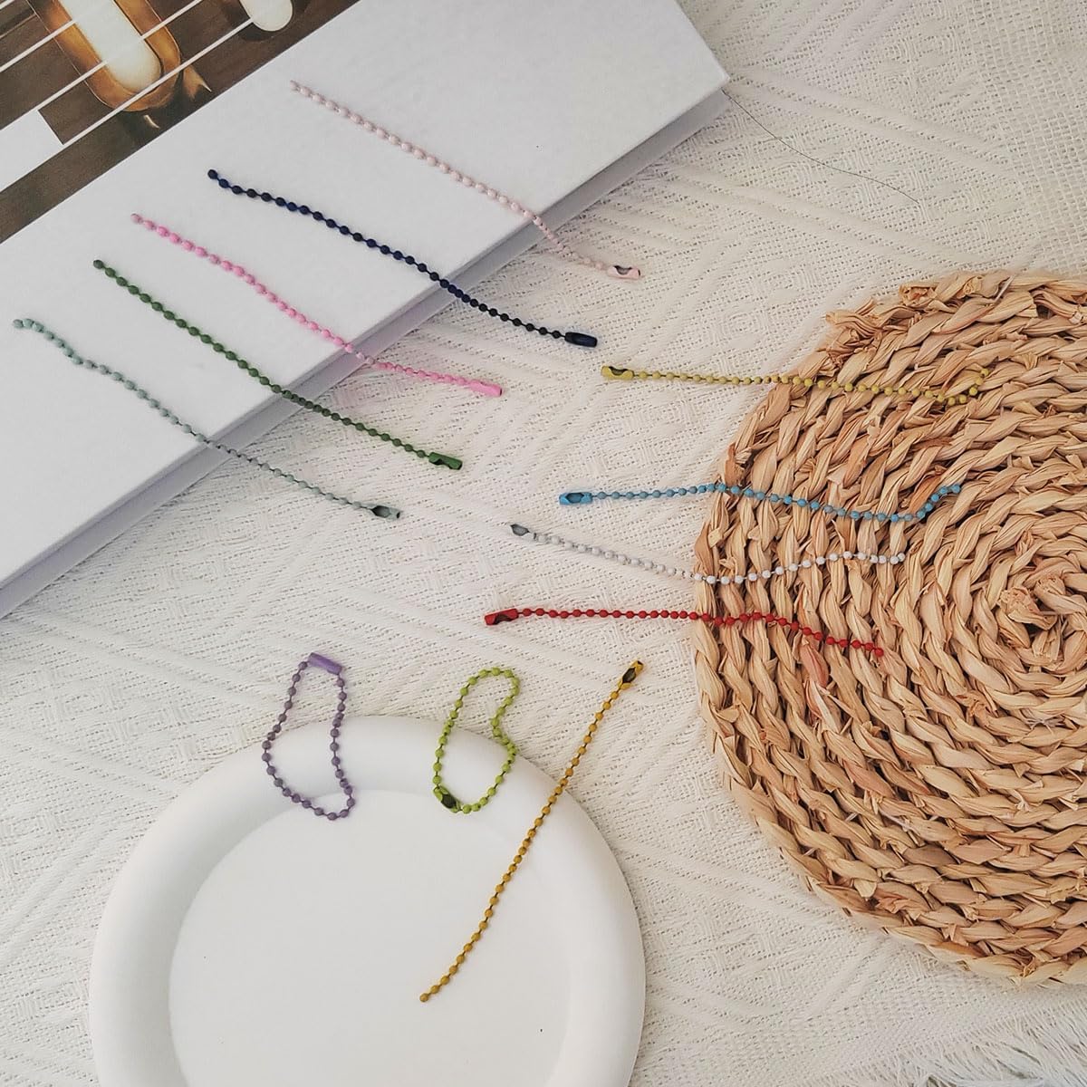 100 Pcs Ball Beads Chain, Dog Tag Metal Small Chain, Metal Hanging Chains Necklace, Metal Ball Bead Chain for Crafts Hanging Decoration(Mixed Color) - Image 4