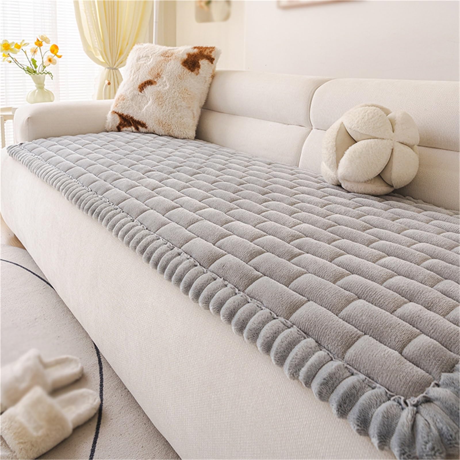 Funda for sofá súper suave y lavable gris claro para modular de 70X210