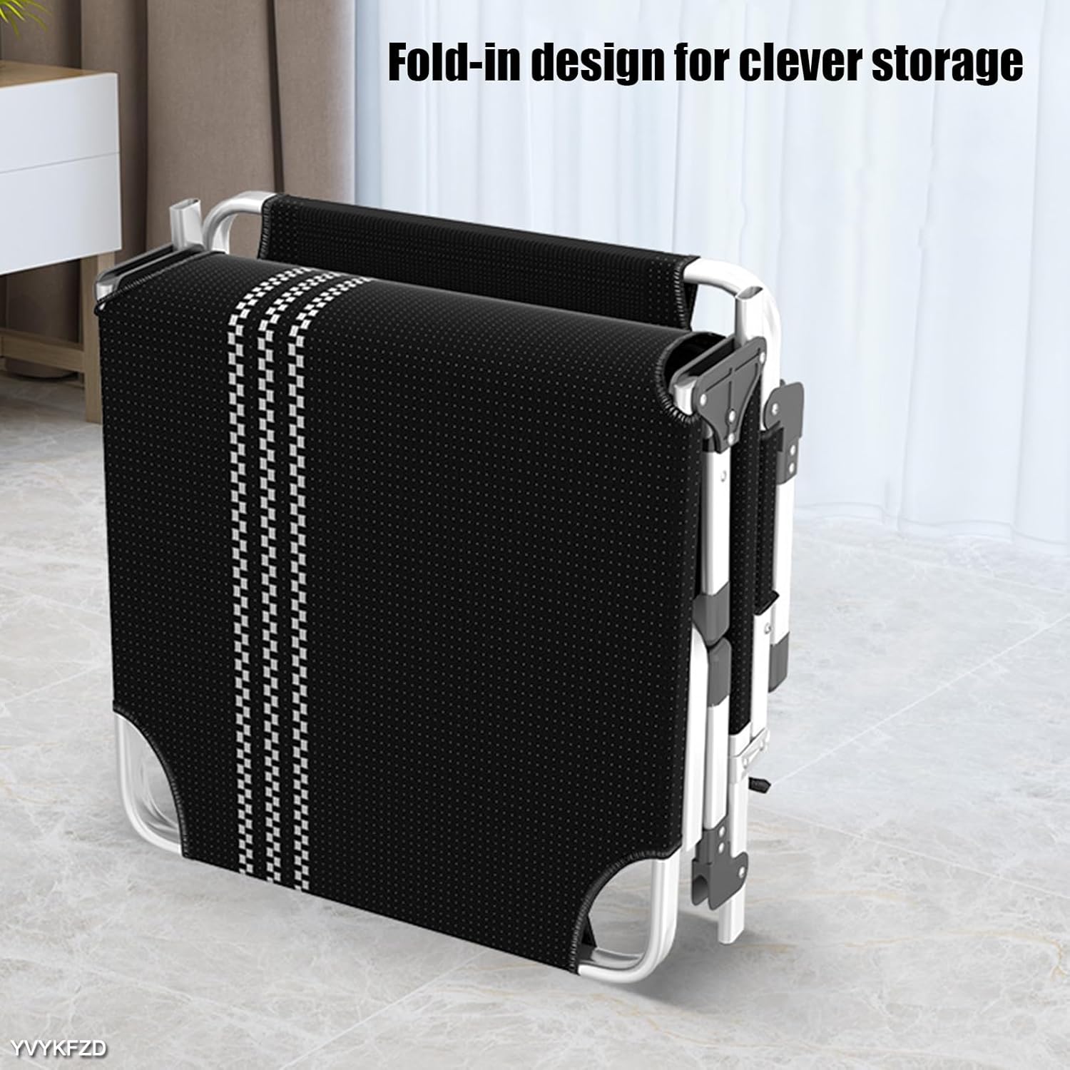 YVYKFZD Camping Cots for Adults, 5-Position Folding Camping Bed, Portable Aluminum Alloy Sleeping Cots with Mattress, Supports 440 lbs, for Tent Outdoor Travel (Color : Navy Blue)