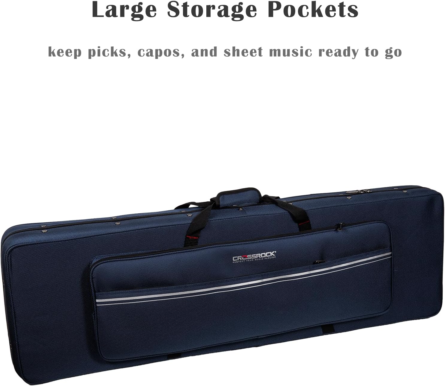 Crossrock Bass Guitar Foam Case for Precision & Jazz | Lightweight Blue Gig Bag with Plush Interior, Adjustable Fit & Storage (CRP300BBL)