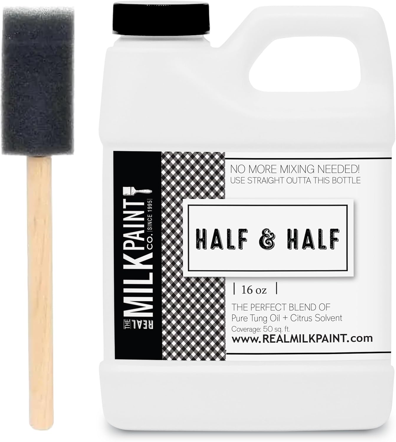 Real Milk Paint, Half and Half, Pure Tung Oil and Orange Peel Oil for Wood Finishing, Cutting Boards, Butcher Blocks, Clay, Stone, and Slate, Food Grade, 16 oz.
