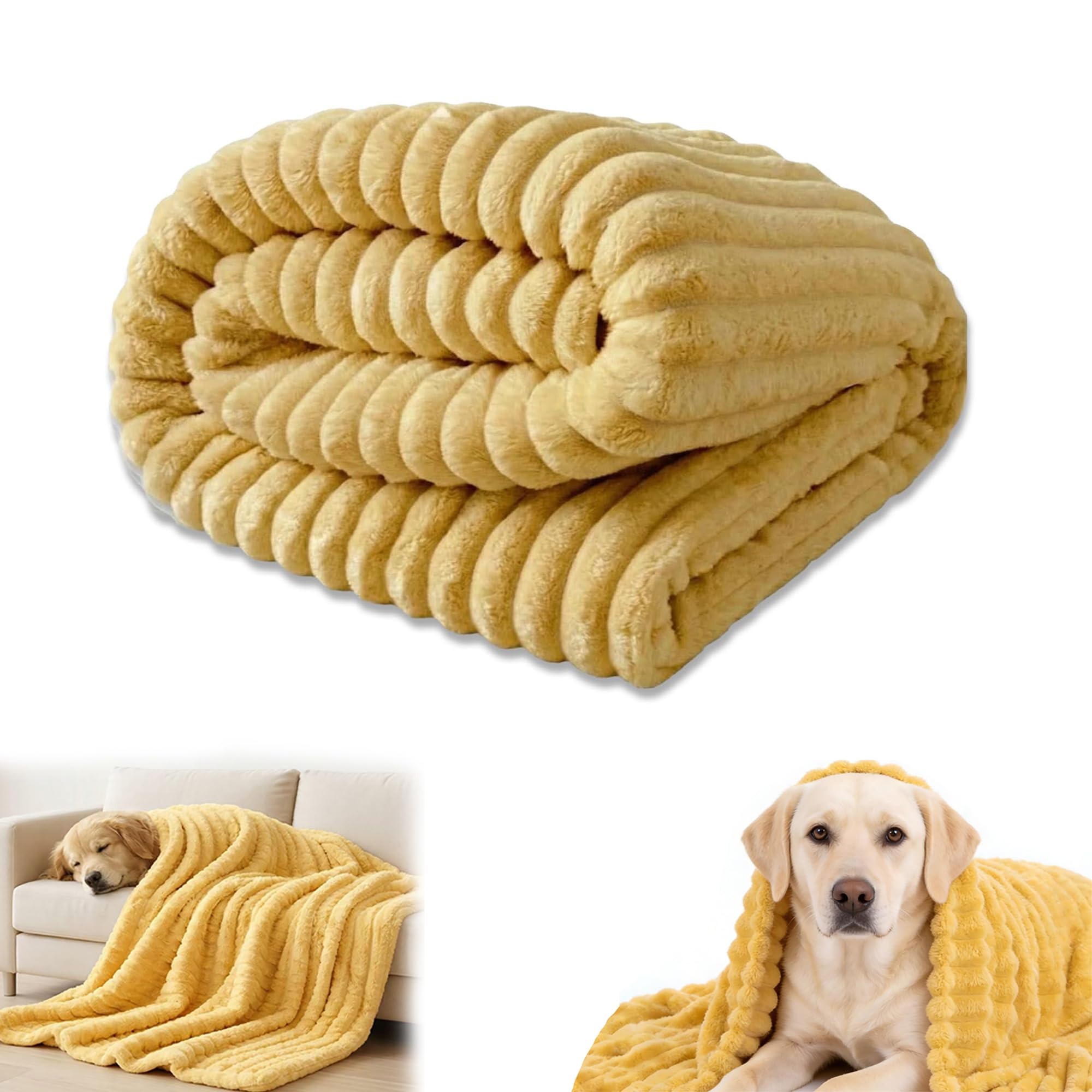 Dog Emotional Support Blanket Yellow, Yellow Dog Blanket, Soft Security Blanket for Pet Sofa Bed Seat (Light Yellow,150 * 200cm/59.05 * 78.74in)