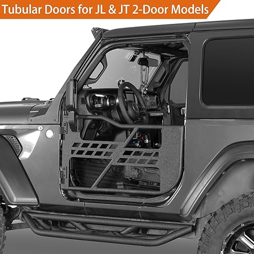 Miniatura 2 de Hooke Road Wrangler JL Gladiator 2 puertas de tubo de media puerta, puertas tubulares todoterreno para Jeep Wrangler JL y Gladiator JT 2018-2025