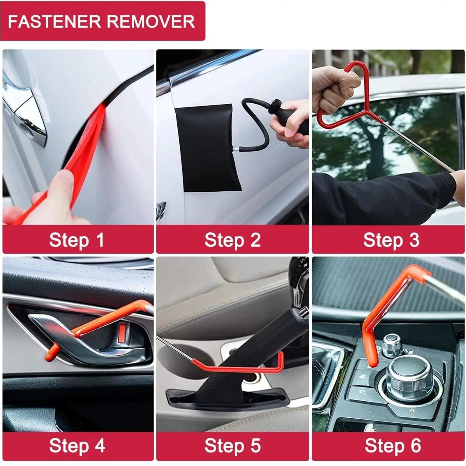 Autotür-Reparaturwerkzeug-Set – Keilpumpe, Luftkissen, Notfall-Entriegelung, lange Reichweite, Greiferwerkzeug-Set für schnellen Fahrzeugzugriff