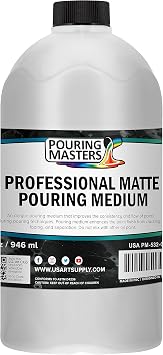 Pouring Masters 32oz Quart Pouring Paint Matte Medium - Professional Acrylic Medium for Improving Paint Flow & Cell Effects Creator, Viscosity Adjuster