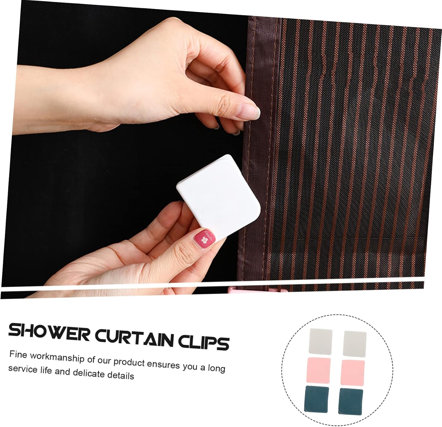 6 Pack Plastic Shower Curtain Clips for Home Splash Guard image 5