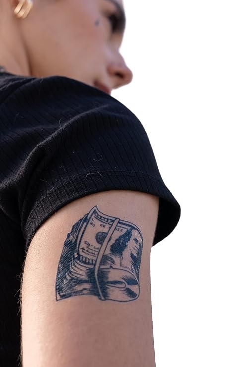 Temporary Tattoos 10-Piece Set | Halloween Costume Face & Body Tattoos | Teardrop, Praying Hands, Cross | Realistic Water Transfer Fake Tattoos Hip Hop Collection