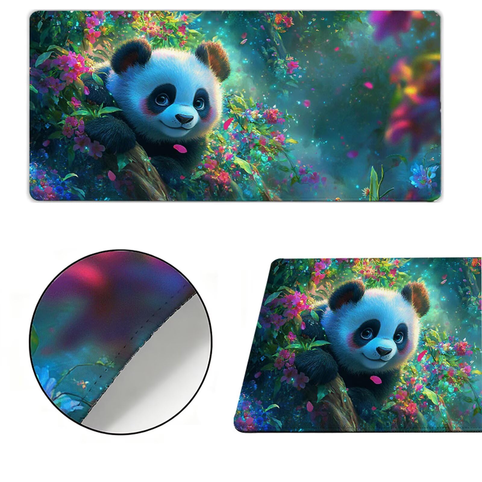 Tappetino Mouse xxl 1200x600x3mm Tappetino Mouse Panda gigante Impermeabile, Base in Gomma Antiscivolo, Maggiore Precisione e Velocità, Gaming Mousepad Esteso con Bordi Cuciti, Gamer, Fiore Y7-181