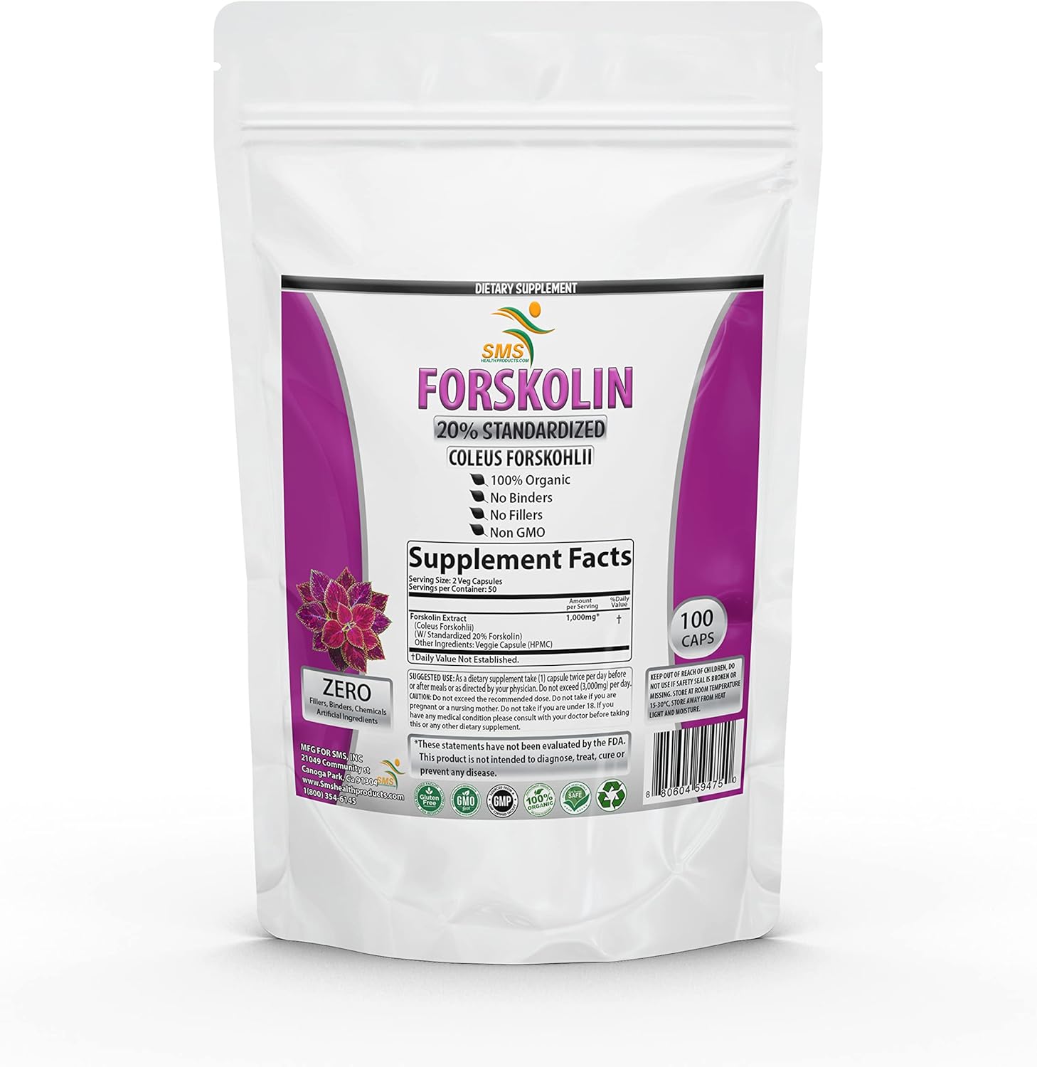 Pure Forskolin Extract Supplement with Potent Coleus Forskohlii 20% Standardized 1,000 mg for Enhanced Energy - Plant-Based Energy Supplements for Women and Men - 100 Veggie Capsules - Image 5