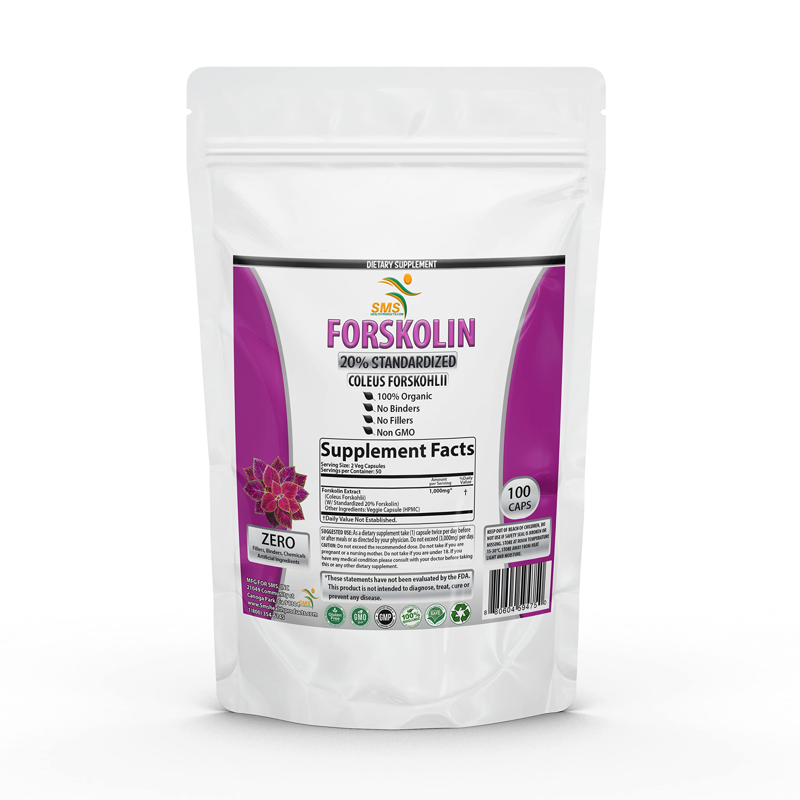 Pure Forskolin Extract Supplement with Potent Coleus Forskohlii 20% Standardized 1,000 mg for Enhanced Energy - Plant-Based Energy Supplements for Women and Men - 100 Veggie Capsules — Amazon image 5