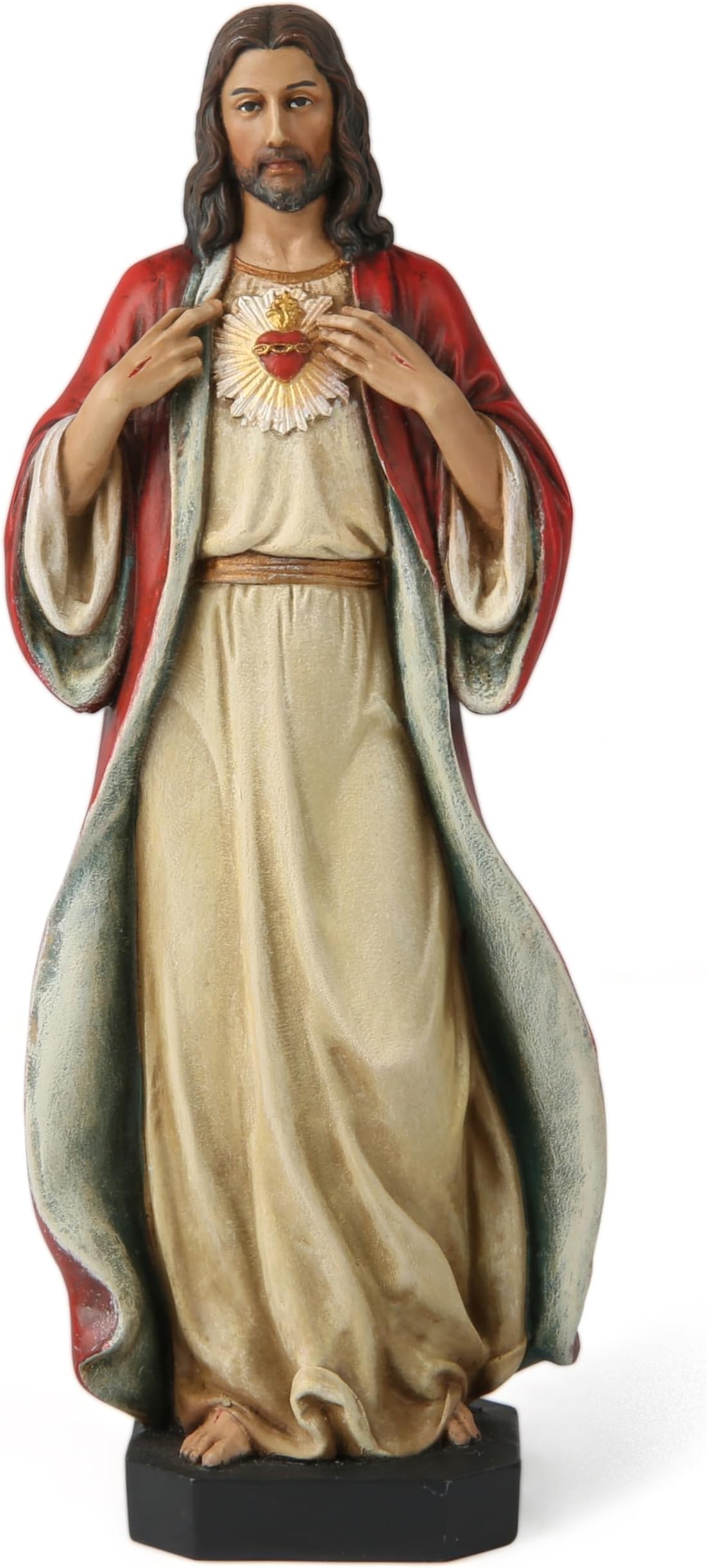 BC Catholic Sacred Heart of Jesus Statue, Jesus Christ Figure, Religious Gifts Inspirational Indoor Home Decor 6 inches H, Hand Painted by Buildclassic