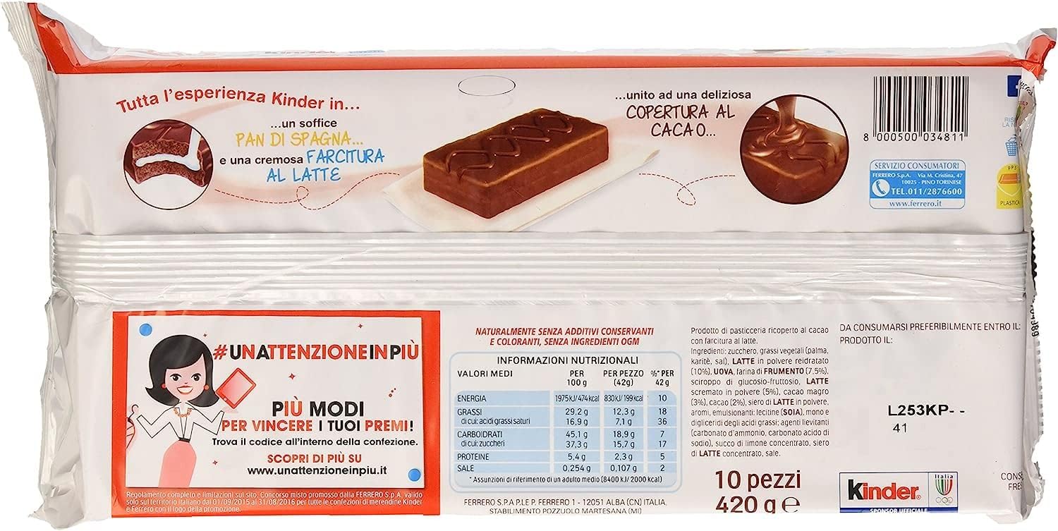 Italian Gourmet Bundle Schoko-Milchschnitten 12x 390g + Italian Gourmet Polpa Gratis – Gefüllte Kakao-Snacks mit Milchcreme, 10 Stück pro Packung, süße Pausensnacks & Vorrat 4,68kg