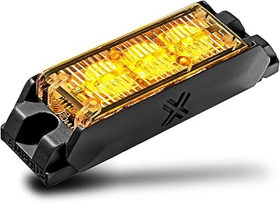 LAMPHUS NanoFlare 3.5 3W Amber LED Surface Mount Police Grill Strobe Warning Light [SAE Class 1] Yellow 12V Rectangle Grille Flashing Emergency Fire Light Head for Construction Tow Truck