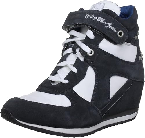 navy blue wedge trainers