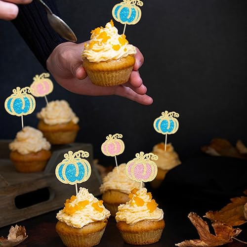 Miniatura 187 de 24 adornos de calabaza para cupcakes con purpurina para otoño, hojas, flores, calabaza, cupcakes, decoración de pasteles para Halloween, decoración