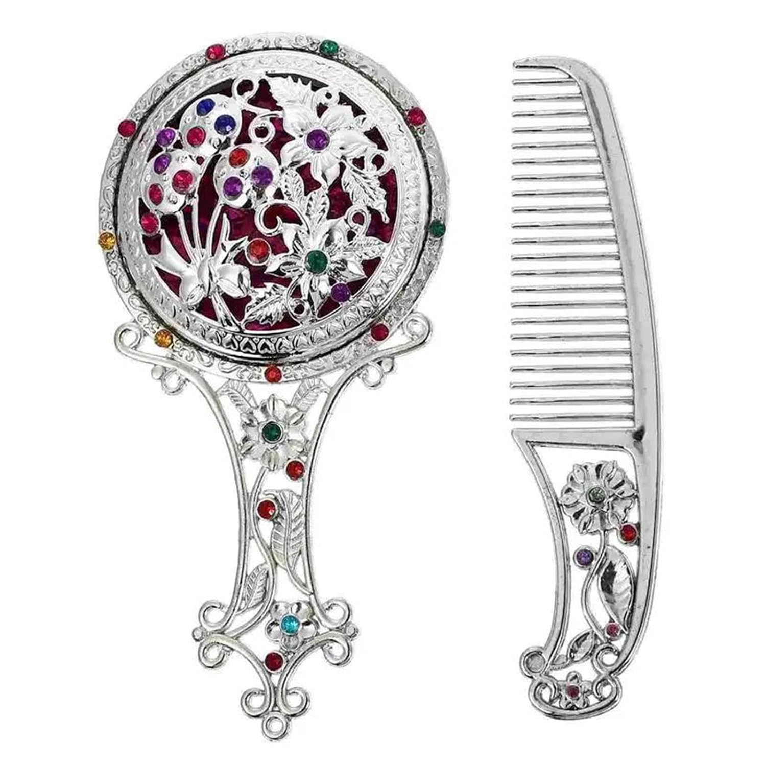 Vintage Handheld Mirror Comb Set Mini Travel Tool For Ladies On The Go