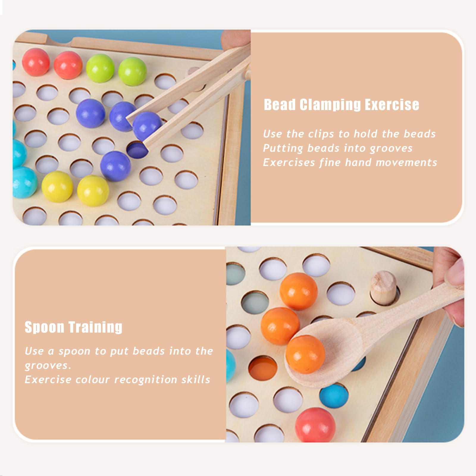 Giocattolo Montessori In Legno FYSL - Set Di Perline Colorate Da Infilare E Smistare, Con Carte E Bacchette, Gioco Educativo Per Bambini 3-5 Anni