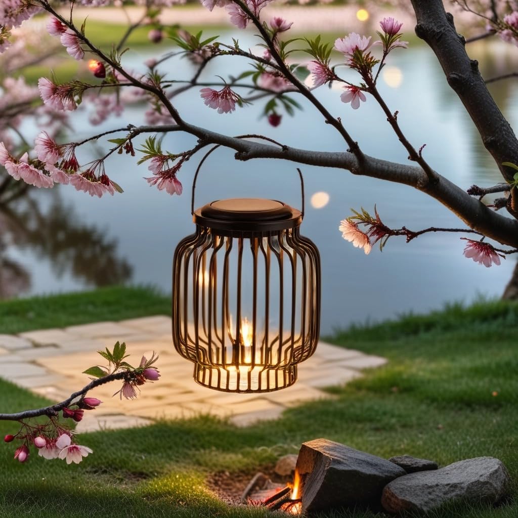 Juego de 2 faroles solares de Estilo escandinavo: lámparas Decorativas Modernas para balcón y jardín de Lazar
