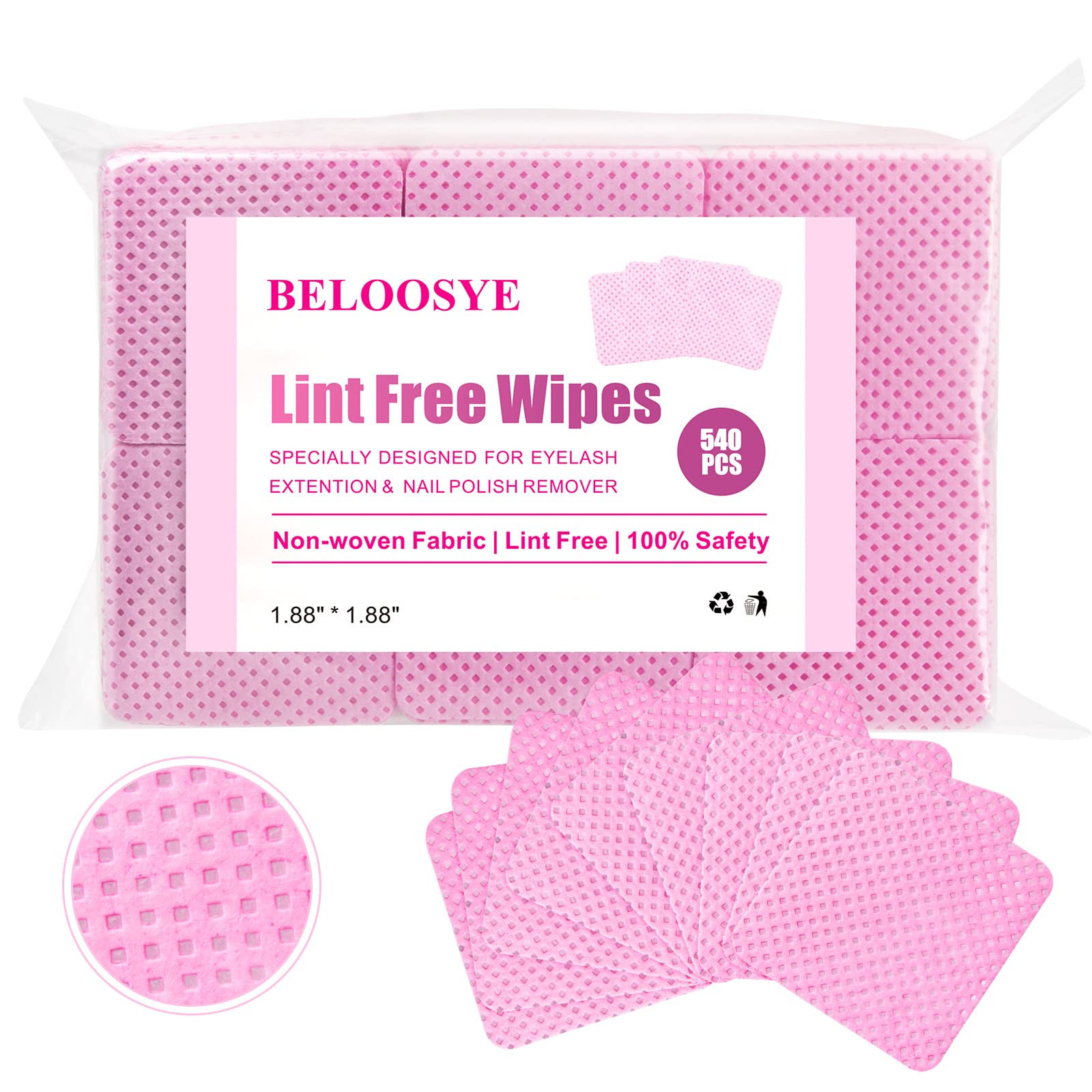 540 toallitas de uñas sin pelusas, toallitas con pegamento para extensiones de pestañas, súper absorbentes, suaves y no tejidas, toallitas quitaesmalte de uñas, paño de limpieza para suministros de
