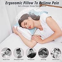 Vista 2 de Almohada para alivio del dolor de cuello Almohada ortopédica para dormir cervical mejor antiarrugas terapéutica ergonómica espuma viscoelástica