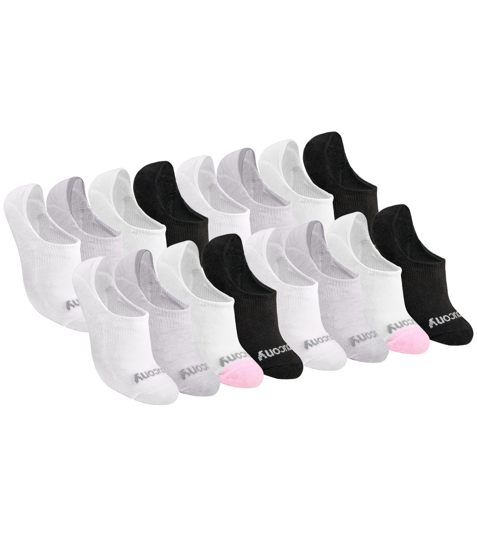 Saucony Women's No Show Cushioned Invisible Liner Socks (8, Wardrobe (16 Pairs), M
