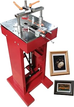 HayWHNKN Manual Picture Framing Machine Iron Foot Pedal V-Nailer, Wood Corner Frame Joiner for Picture Frames 7-15mm V-Nails Frame Width 6-150mm/Thickness 6-100mm for Family or Small Workshops