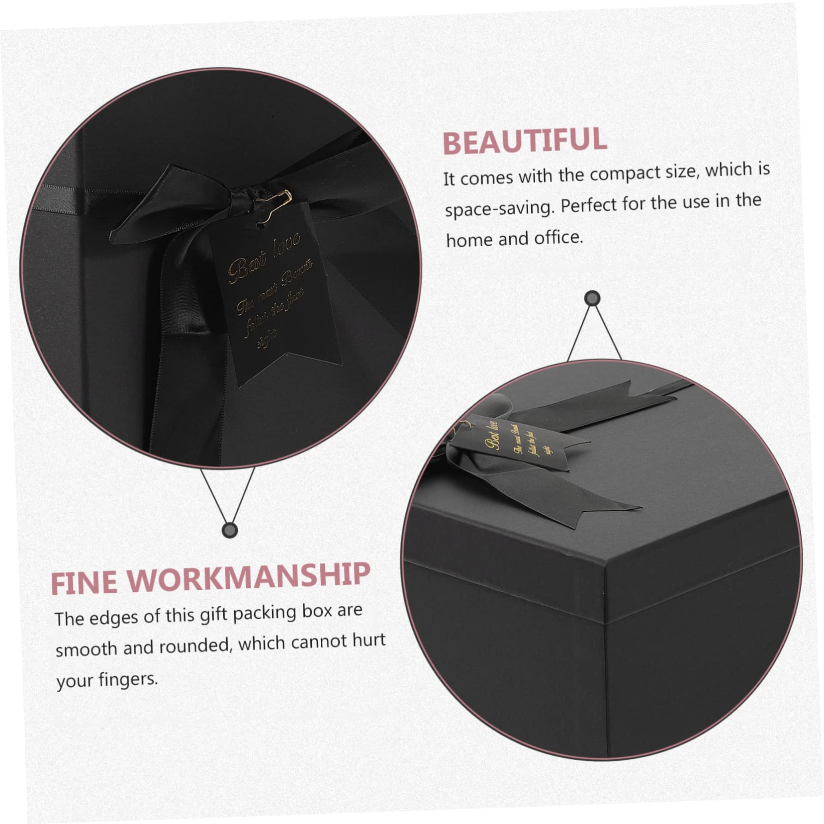 PACKOVE 2 Stück Geschenkbox Brautjungfer klein Verpackung Hochzeit wickeln Papierschachteln Präsentieren Sie Kisten dekorative Kästen mit Deckel Schmuckschatullen zum Verkauf Schwarz