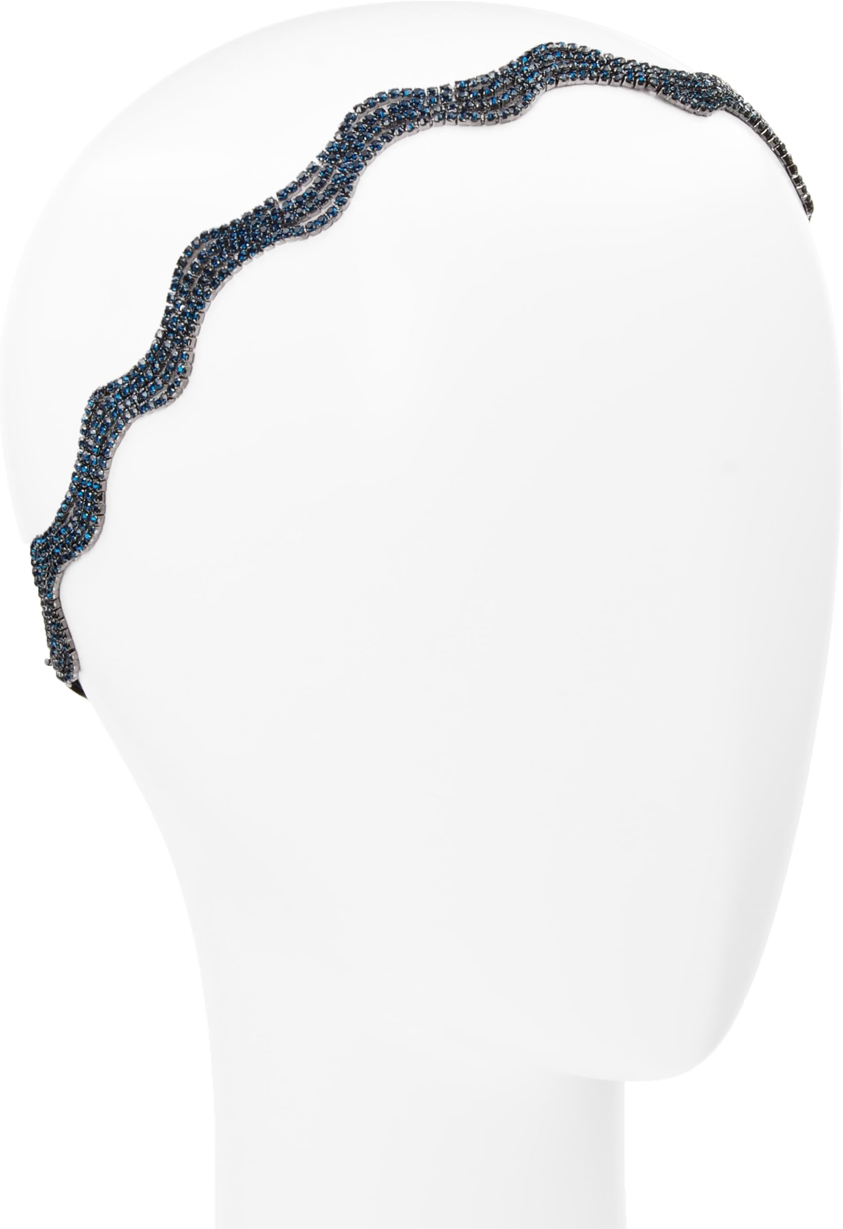 (Blue/Gunmetal) - L. Erickson Jocelyn Crystal Adjustable Headwrap - Blue/Gunmetal
