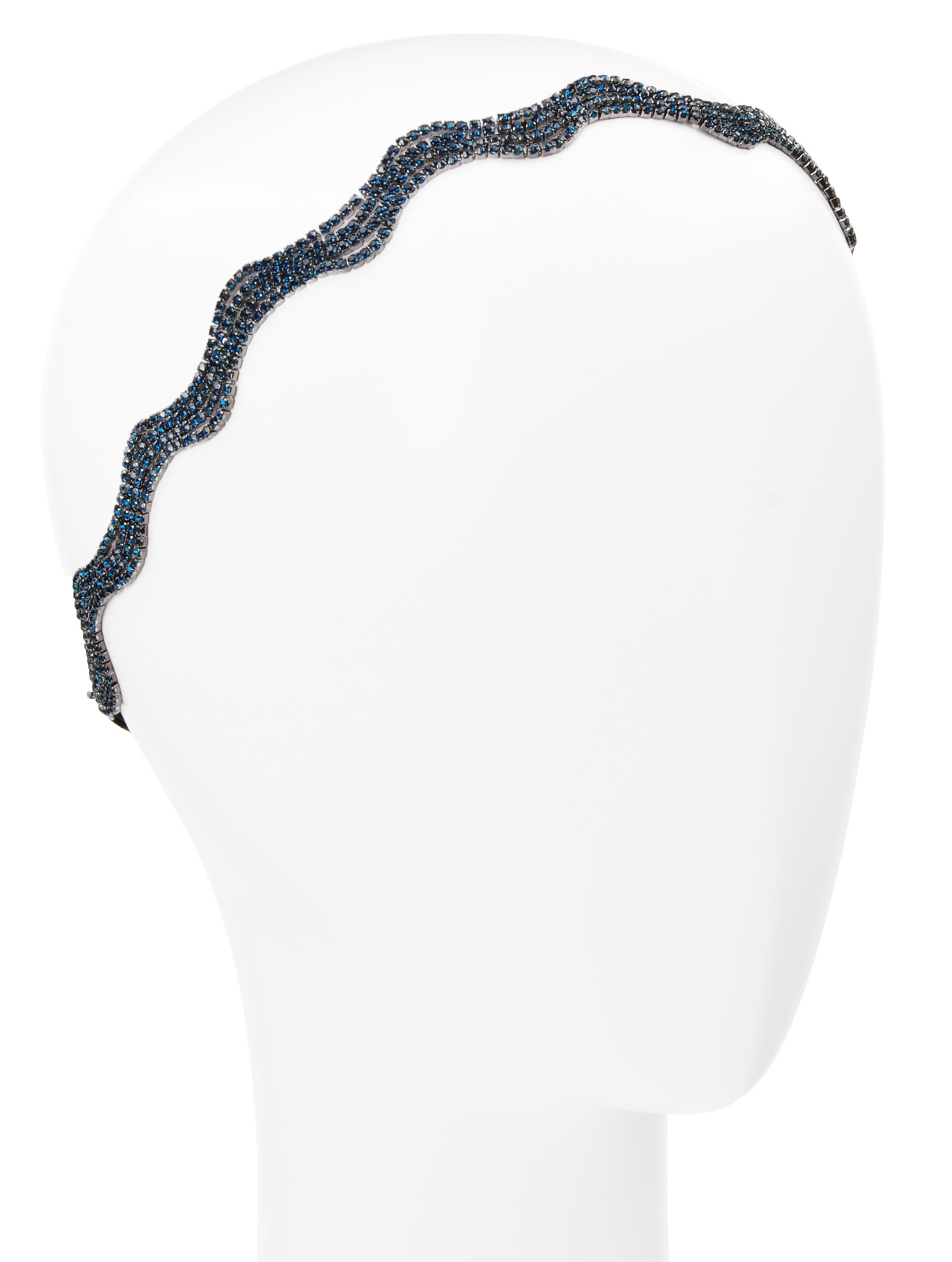 (Blue/Gunmetal) - L. Erickson Jocelyn Crystal Adjustable Headwrap - Blue/Gunmetal