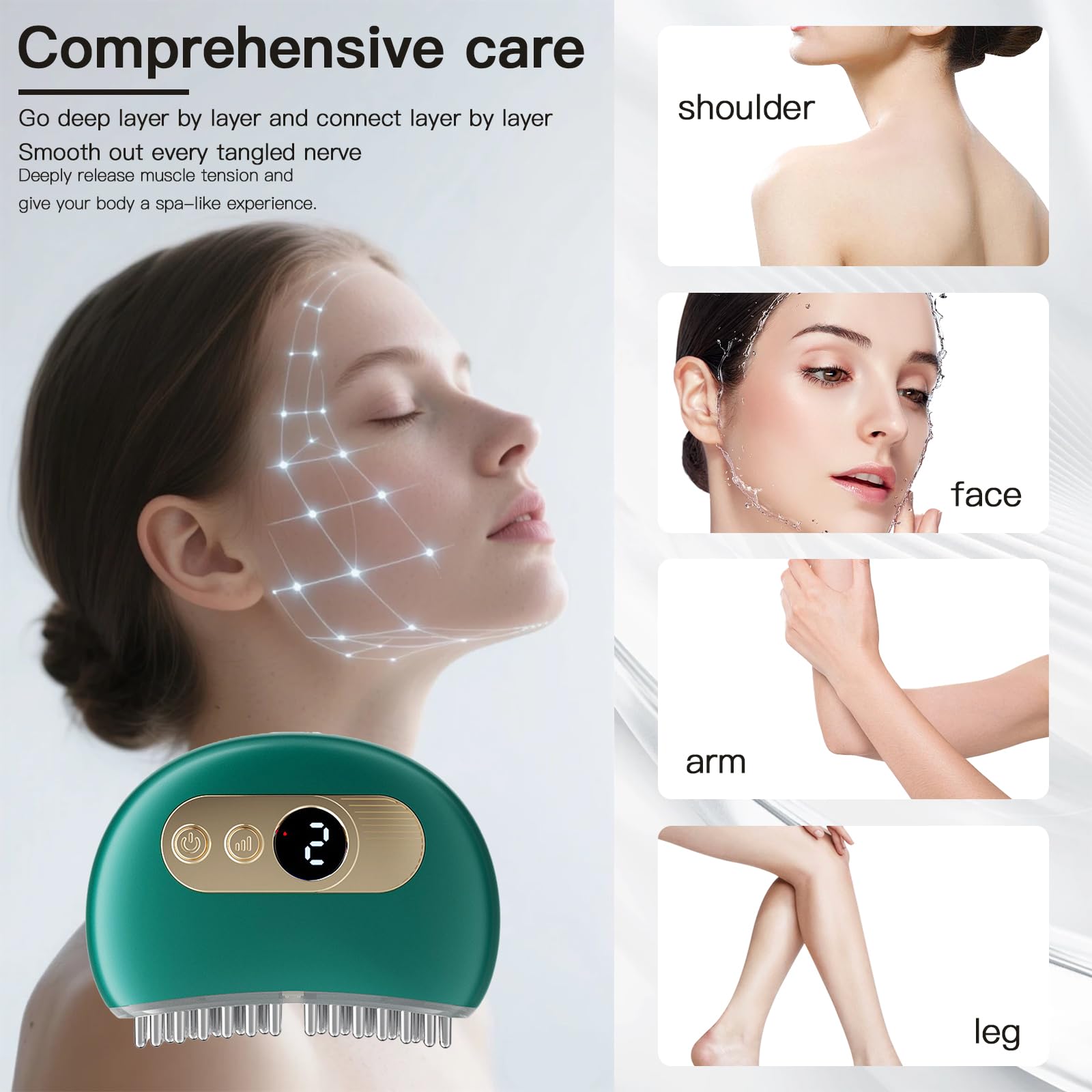Kiefer Massagegerät mit Wärme, Vibration und EMS, Tragbares 3-in-1 Kieferentspannungsgerät, 9 Intensitätsstufen, zur Linderung von Kiefer/Nacken/Kopfschmerzen und Spannungszuständen