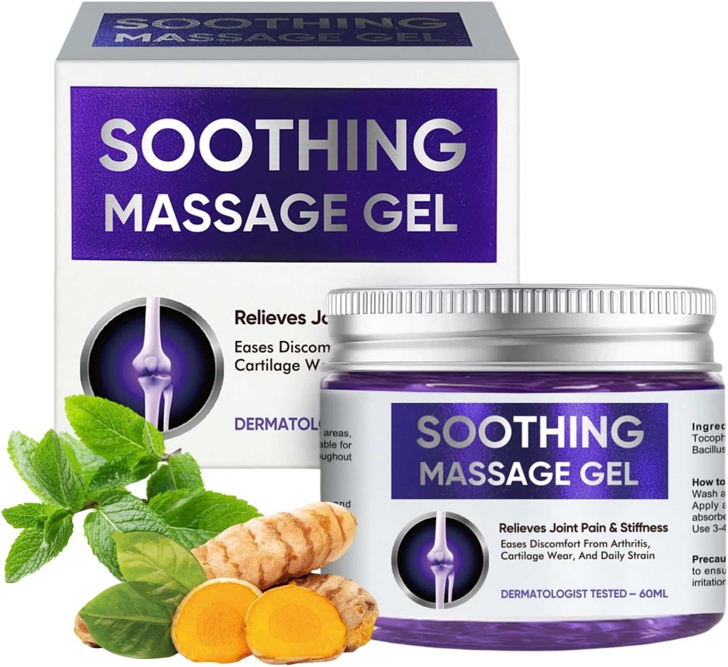 Joint Purple Gel, Fast-Absorbing Soothing Relief Massage Gel with Natural Extracts, Support Muscle, Joint, Shoulder, Knee, Back, Lumbar & Muscle Stiffness, 60ml