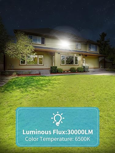 Miniatura 5 de TYCOLIT Paquete de 4 focos LED de 300 W para exteriores, IP66, impermeable, 30000 lúmenes, 6500 K, luz diurna, luz blanca, luz de trabajo, súper