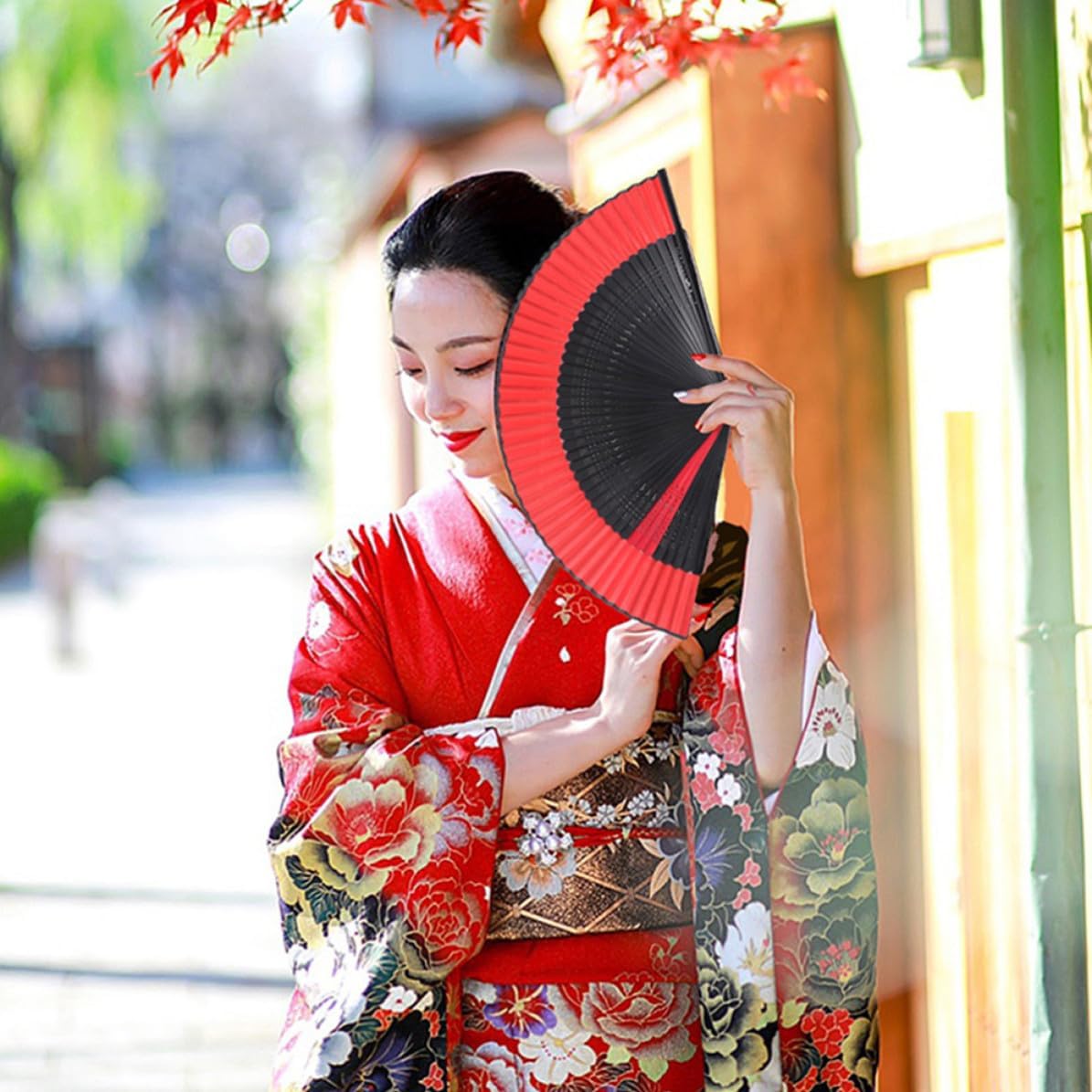 LIFKOME Vintage Folding Handheld Fan with Sturdy Structure and Elegant Cloth Material, Lightweight and Decorative Hand Fan for Dance and Outdoor Cooling Random Color