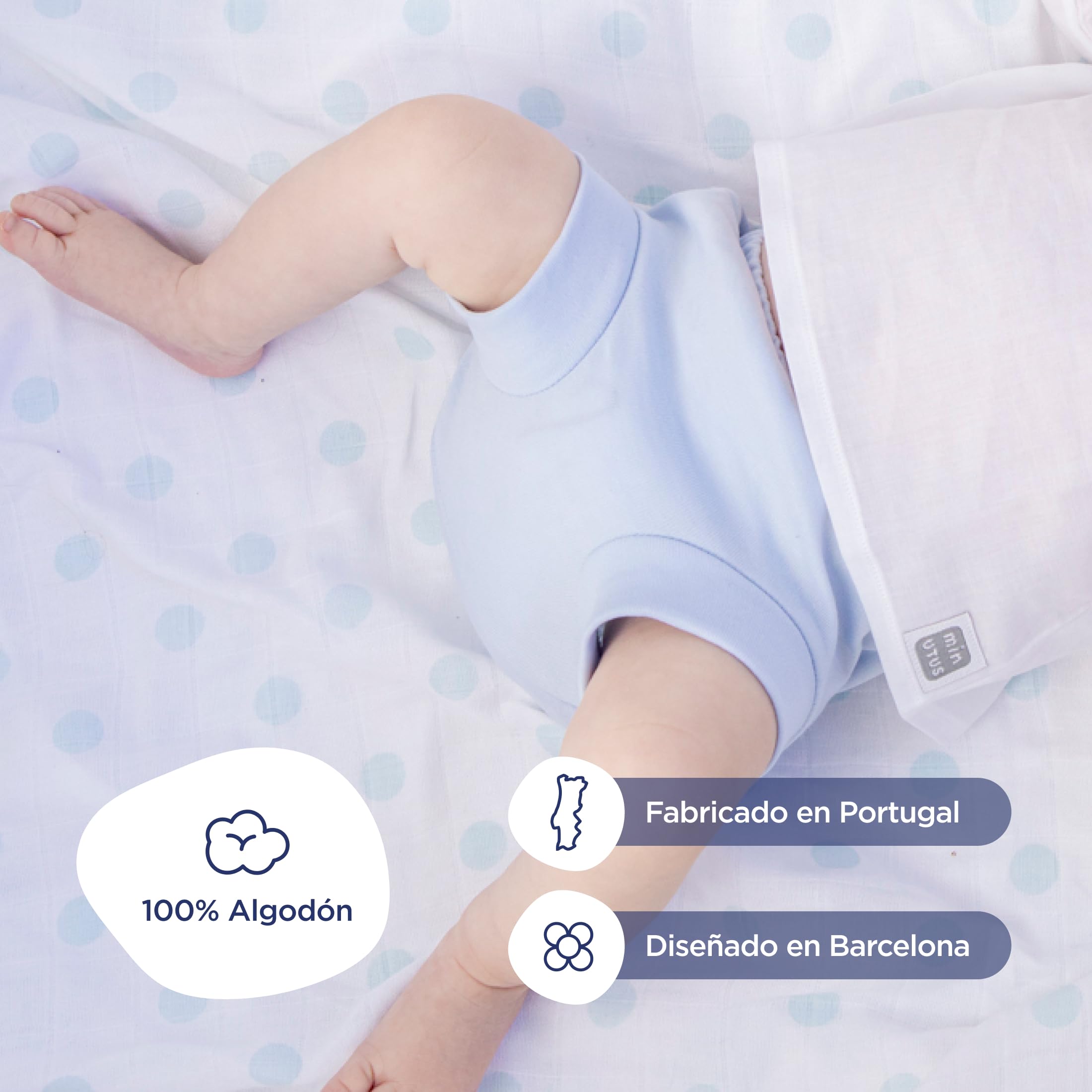 MINUTUS Ranitas Bebé, Cintura Elástica, Pack de 2, Primera Puesta, Ropa Recién Nacido, 100% Algodón