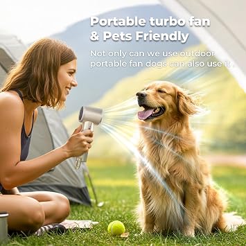 Portable Handheld Turbo Fan for Outdoor- 5000mah Mini Handheld Personal Pocket Fan for Powerful Airflow Wind - 20Hrs,100 Speeds Adjustable-Digital Display,Gifts for Travel,Outdoor Activites (Camping)