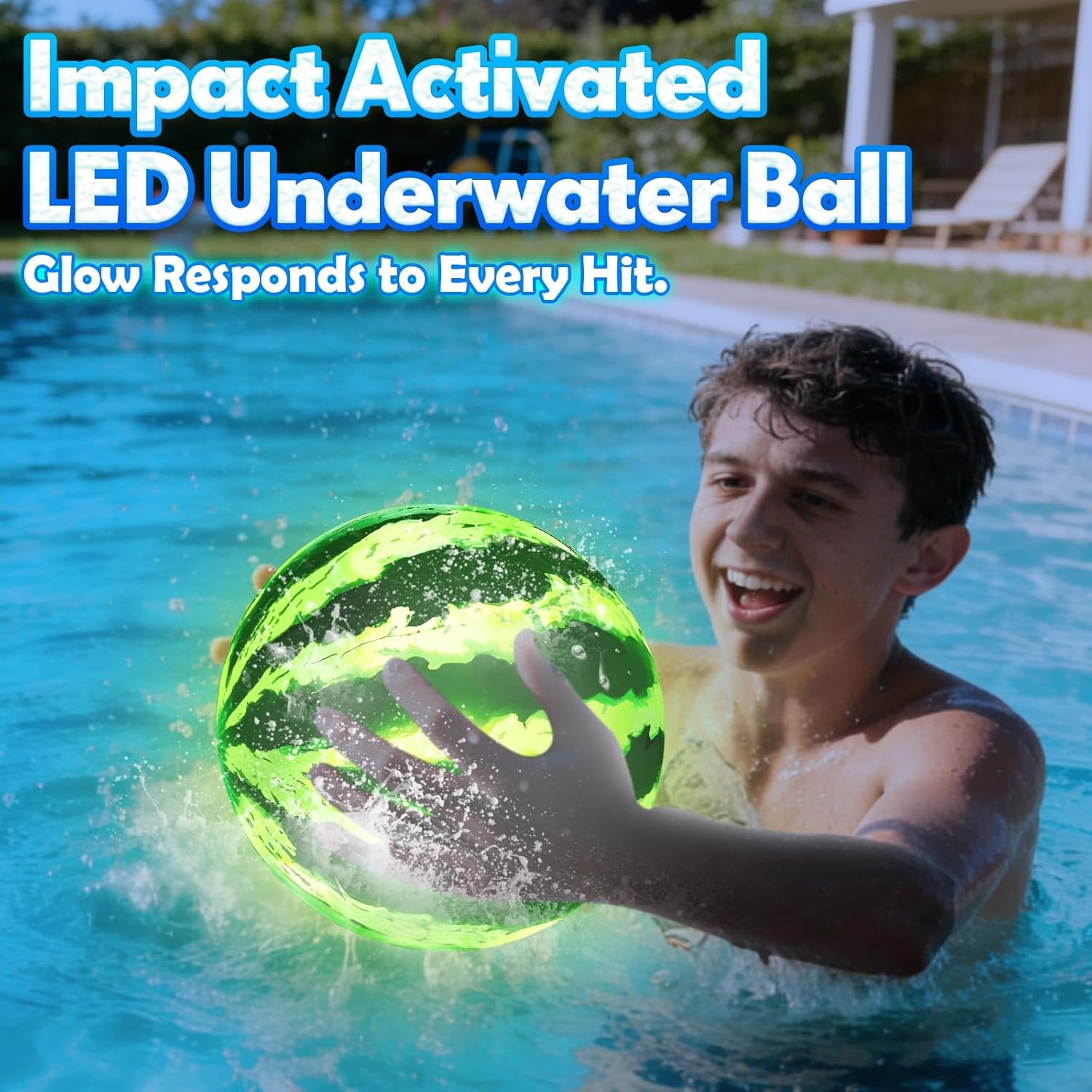LED Underwater Pool Ball Game – 2 Pack 9" Glow Water Ball Toy for Kids, Teens, Pool Sports Game for Water Football & Basketball, Fun Pool Game for Backyard Parties & Outdoor Water Play