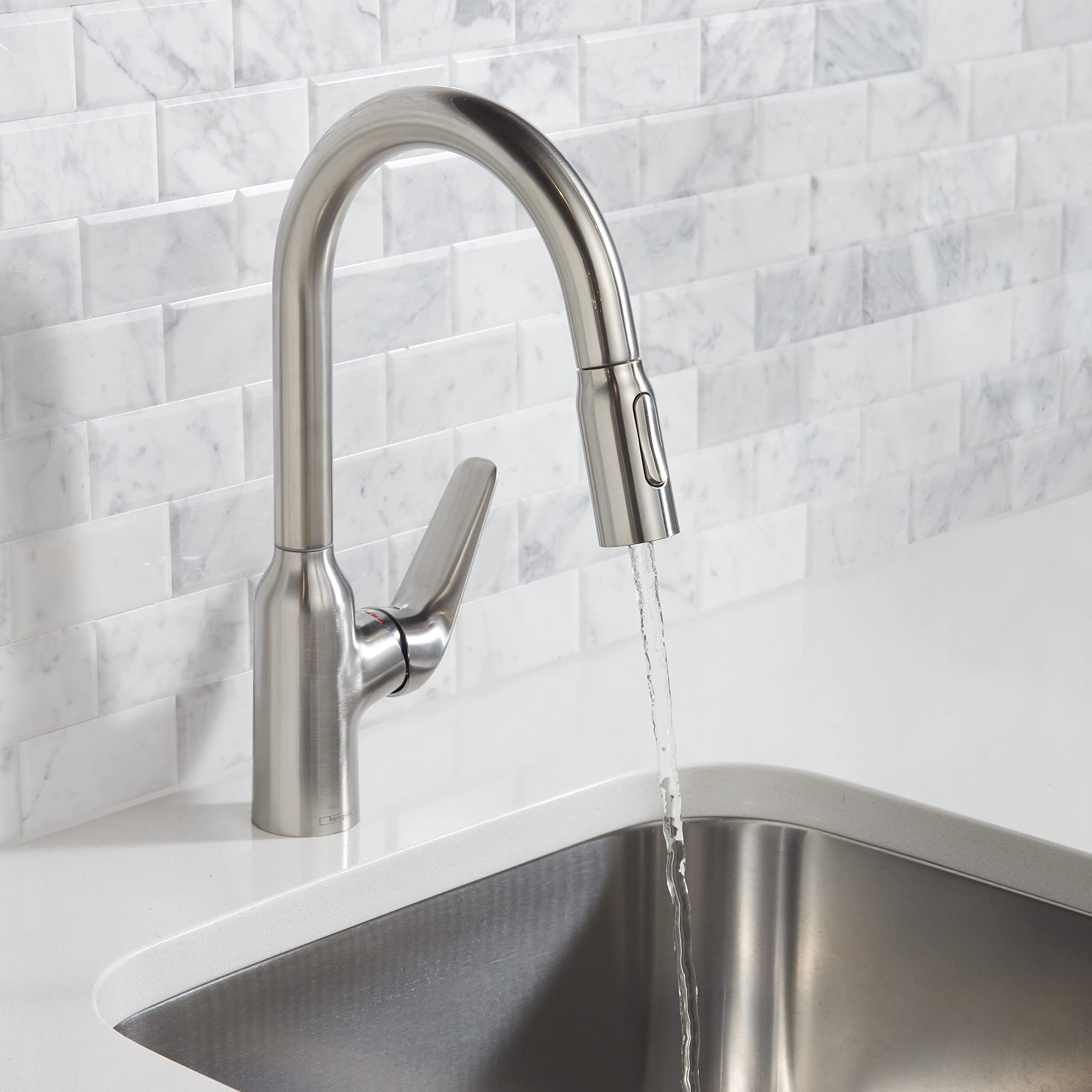 Hansgrohe Küchenarmatur Prep – 2-Spray Pull-Down Armatur Mit 1,75 GPM – Edelstahl Optik & Magnetischer Halterung