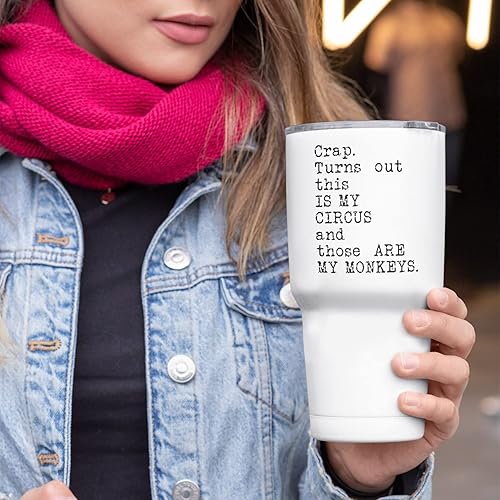 Miniatura 6 de Crap. Turns Out This Is My Circus And Those Are My Monkeys - Vaso de viaje de acero inoxidable de 30 onzas, vaso de café aislado