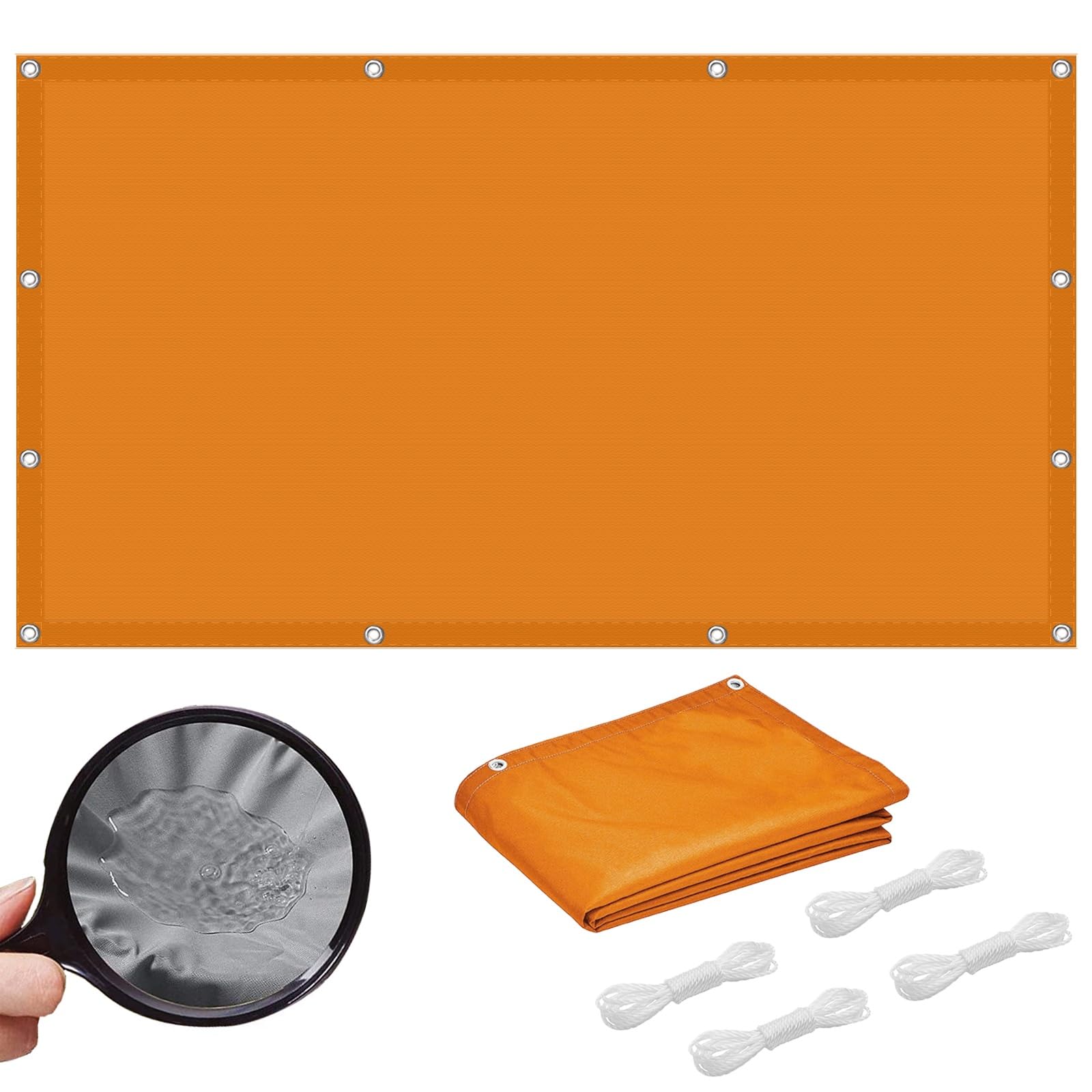 Voile d'ombrage carré 2x7m orange en polyester résistant pour terrasse et balcon
