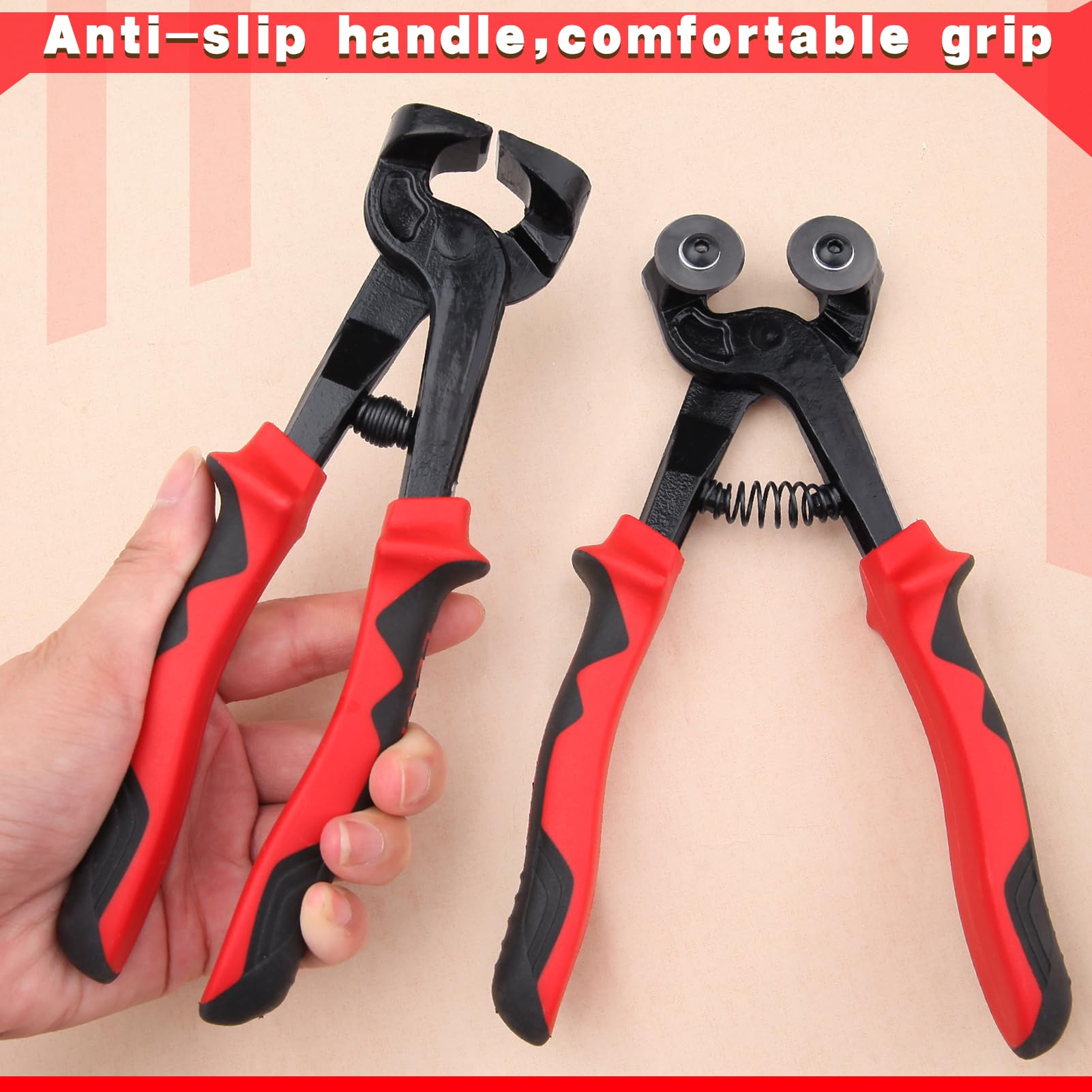 LEONTOOL Glasfliesenzangen-Set, robuste Glas-Mosaik-Zange und Keramikfliesenzange mit TPR-Griff, Schneidewerkzeug-Set zum Schneiden von Keramik-, Buntglasfliesen, 2-teiliges Set
