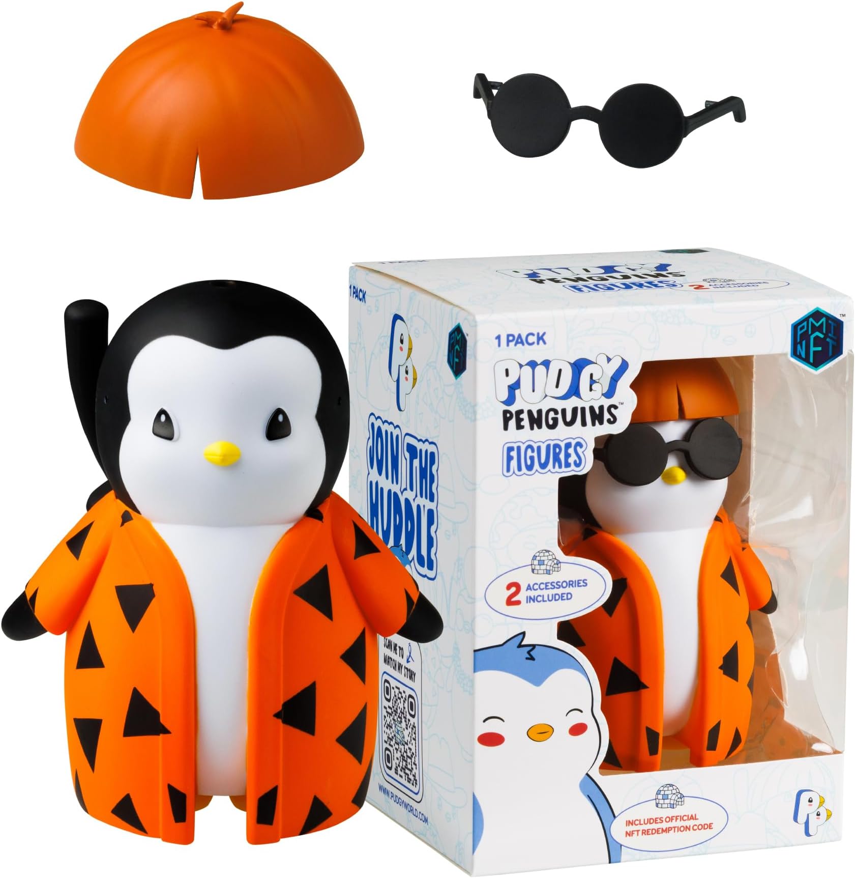 BANDAI Pudgy Penguins Action Figure Kimono Style | Adopt your new Forever Friend with 4 different collectible penguin figures with 2 interchangeable accessories| Official Pudgy Penguin Toys