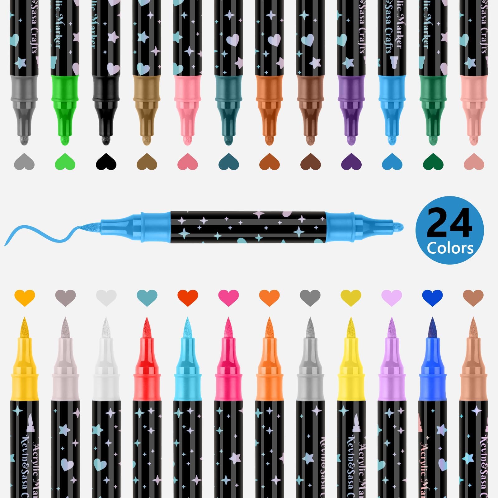 Acrylic Paint Marker Pens - 24 Colors Set -3 Acrylic Paint Marker Pens - 24 Colors Set -3