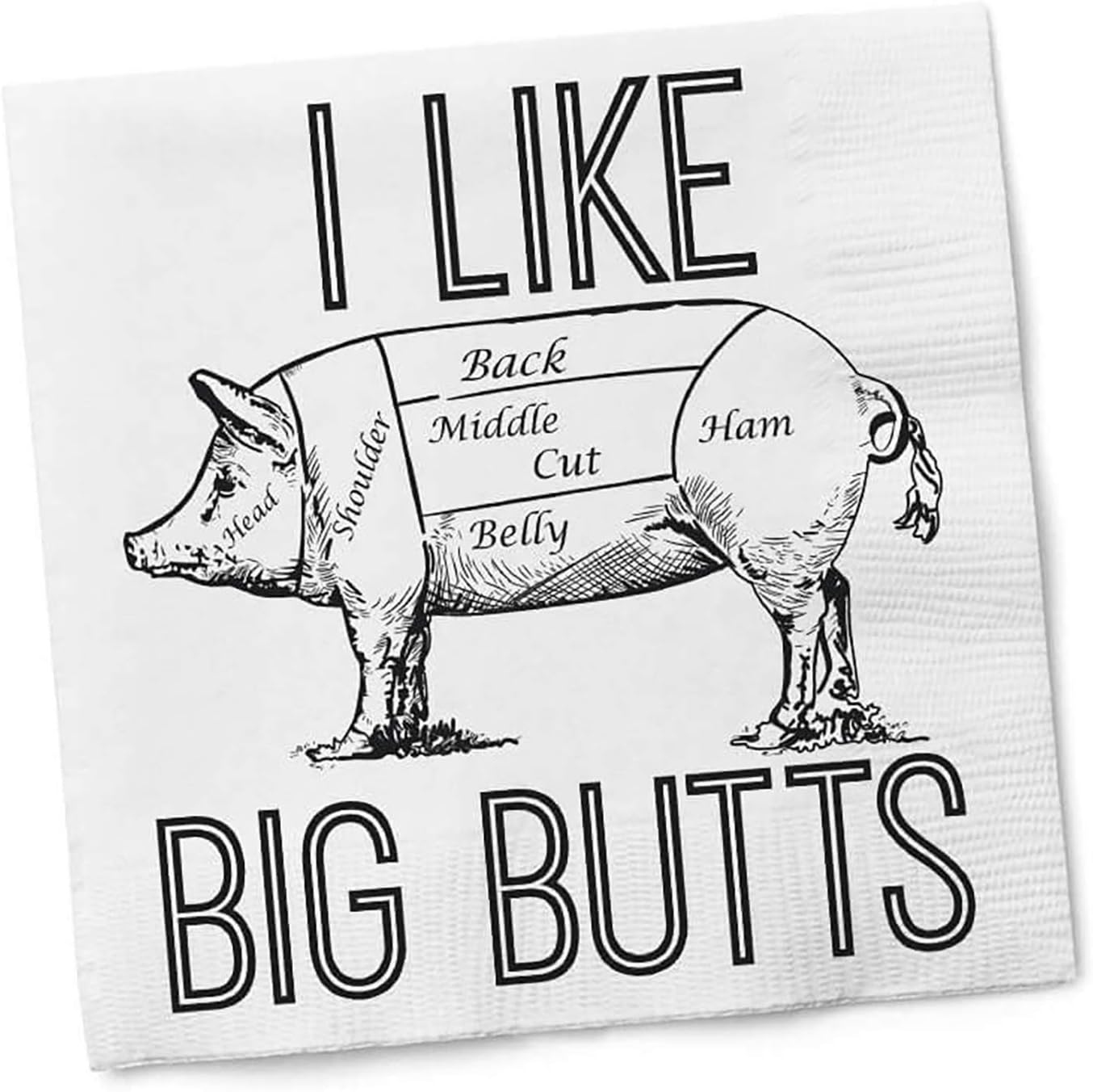 Twisted Wares - Funny Napkins - I LIKE BIG BUTTS - Boutique Cocktail Napkins - Perfect for any Celebrations 5"X5" (20 Pack)