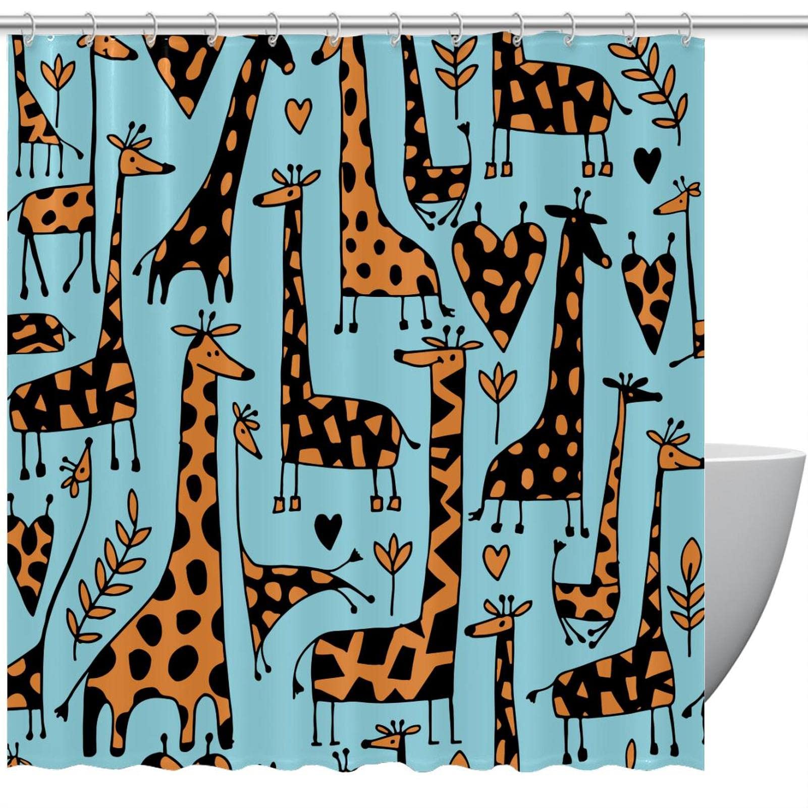 Rideau de douche gilafe bleu 152x183 anti-éclaboussures avec ses 12 crochets robustes