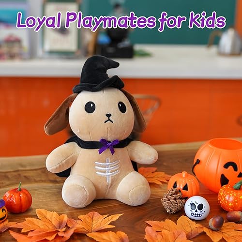 Miniatura 6 de Animal de peluche de Halloween para perro, cachorro de 8 pulgadas, perro bruja de peluche, lindo muñeco de peluche Withch, decoración de Halloween,