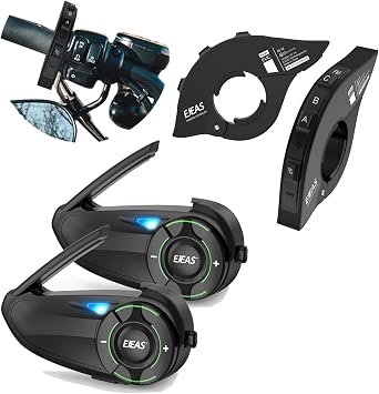 SolaMr 2 Pack Q8 Motorcycle Helmet Bluetooth Intercom Headset with 2 pcs EUC Motorcycle Intercom Bluetooth Remote Control Handle for FM Control