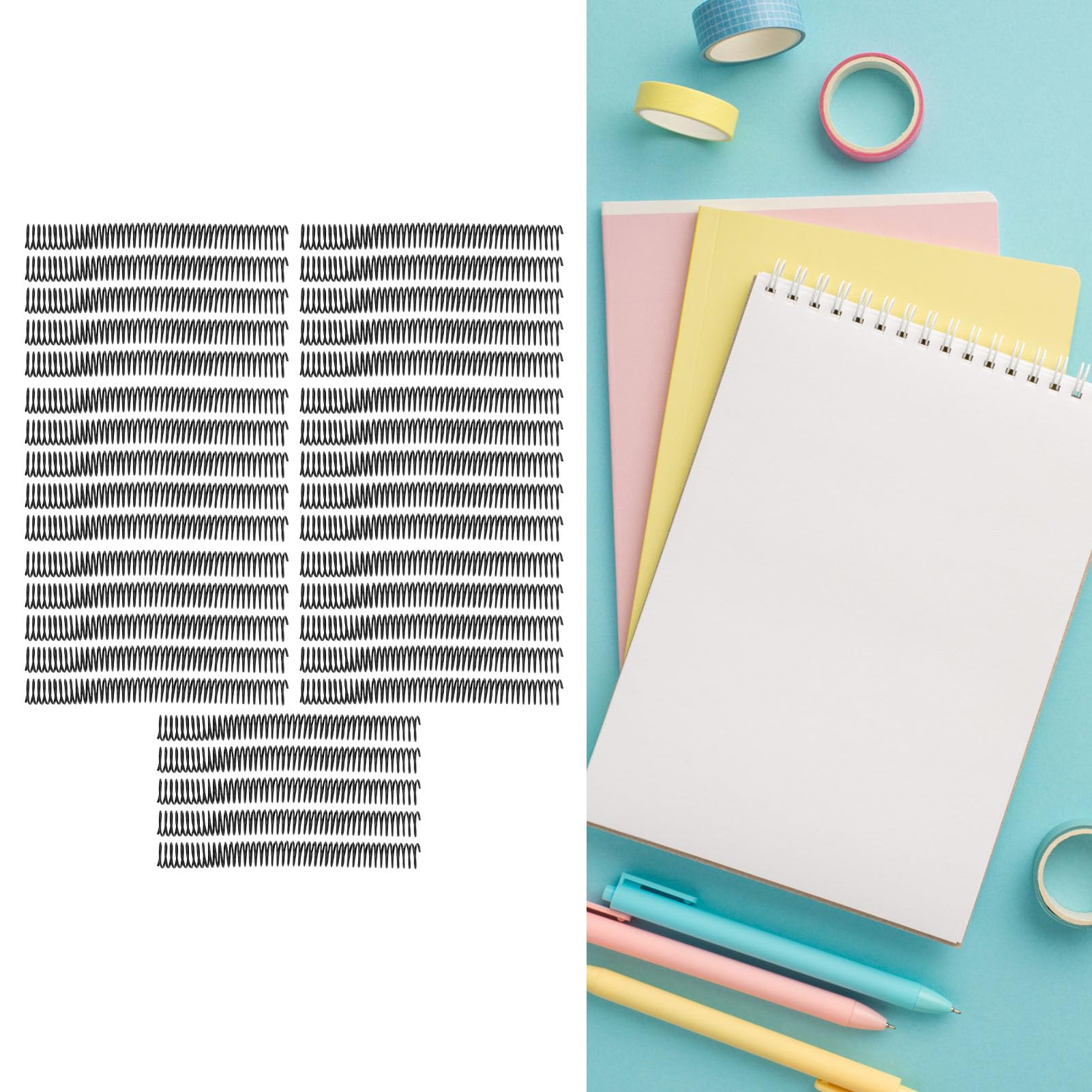 Bobine di rilegatura a spirale in plastica, 35 pezzi diametro 25,4 mm 48 anelli Passo 4:1 Dorso in filo a spirale in plastica Capacità 215 fogli per documenti (Nera)