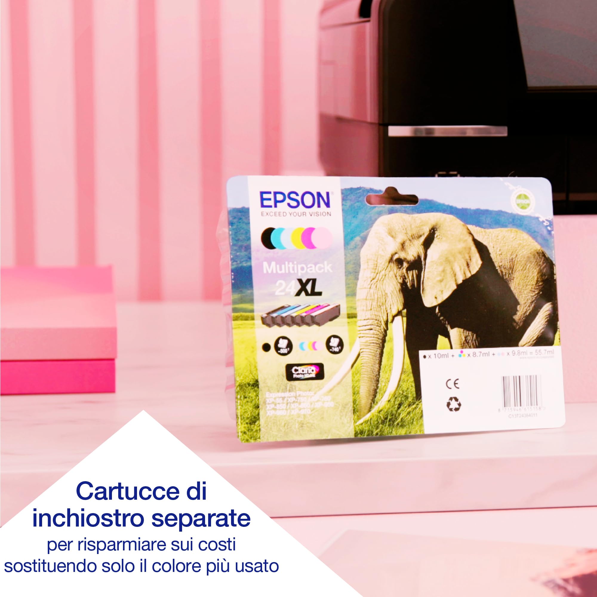 Epson Expression Photo XP-65 Stampante fotografica,Stampa fronte/retro in A4 anche da mobile,Inchiostri Claria Photo HD a 6 colori,Stampe che durano a lungo,Wi-Fi e Wi-Fi Direct,Doppio vassoio carta