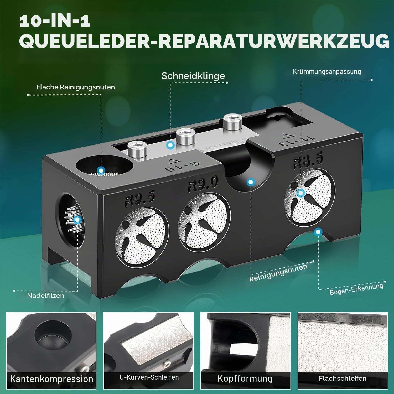 11 in 1 Billard Pool Queue Tip Shaper Pool Queue Spitzen Ersatz Kit Pool Queue Reparatur Kit Pool Stick Tips Ersatz Kit Queue Tip Shaper Pool Queue Zubehör