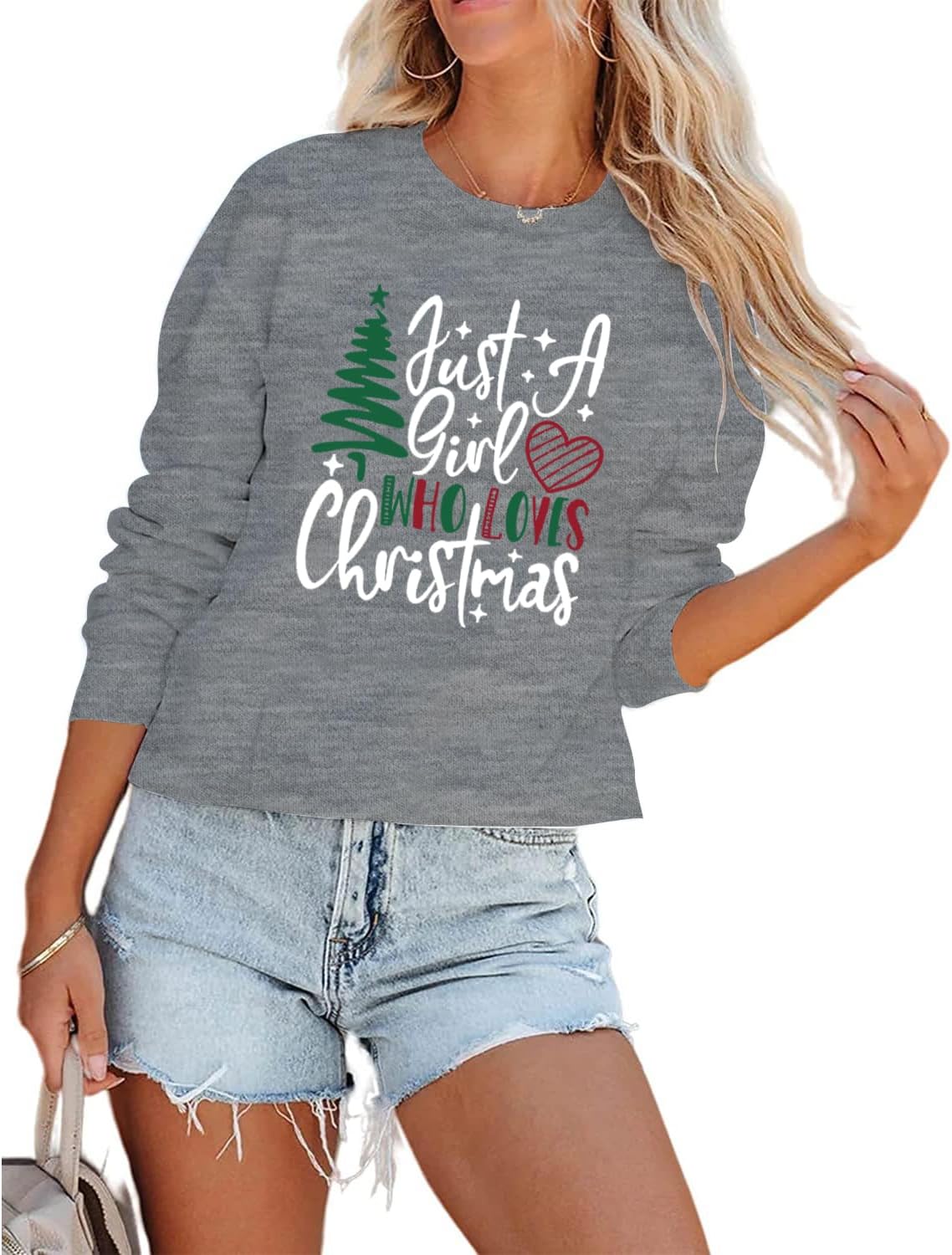 Christmas Sweatshirt Women Christmas Tree Graphic Shirt Xmas Holiday Pullover Cute Long Sleeve Tops - Image 3